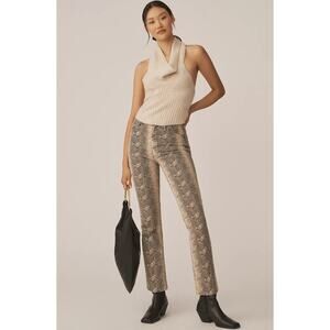 MOTHER The Hustler Flood High-Rise Jeans BOA BABE Snakeskin Print 29 NWT $228